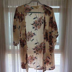 saltwater LUXE Cream Floral Sheer Kimono